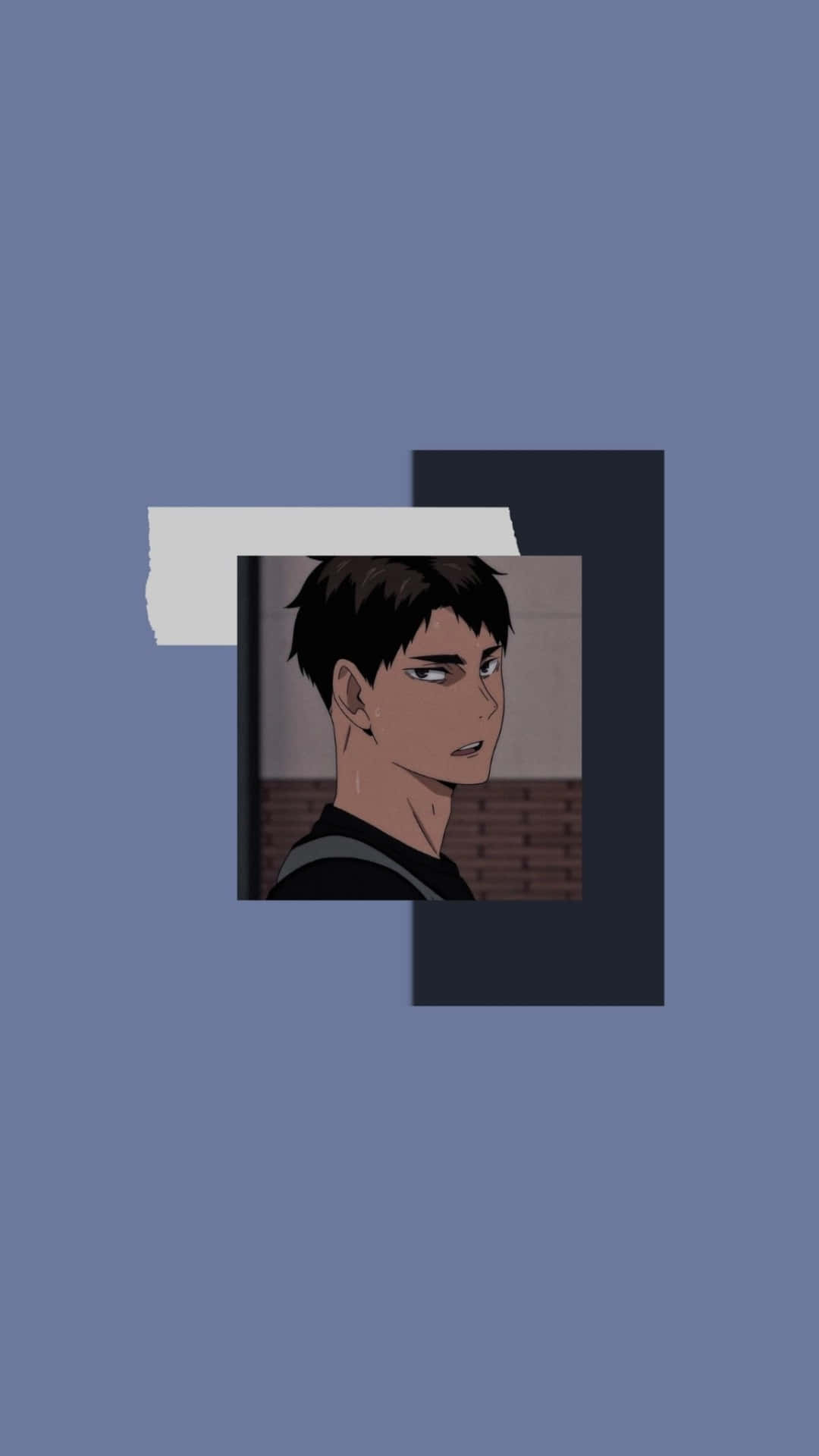 Haikyuu Captains 桌布 壁紙 — 動畫男孩肖像，以撕裂紙張層框住，背景為柔和藍色。