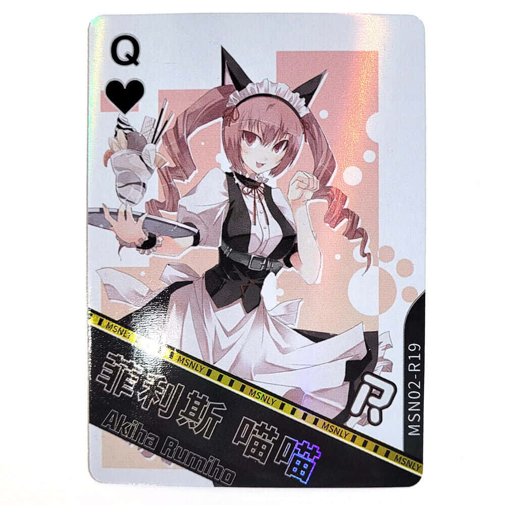 Rumiho Akiha 桌布 壁紙 — 動畫紅心皇后卡，貓耳女僕手持槍和冰淇淋。