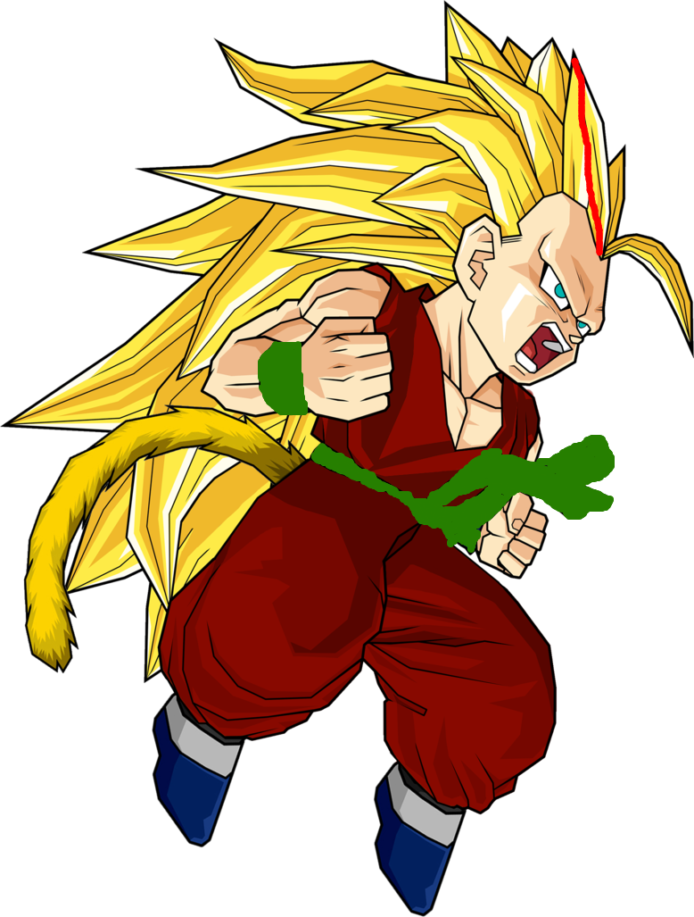 kid goku 桌布 壁紙 — 動畫角色悟空以超級賽亞人形態出現，擁有尖刺金色頭髮和紅色道服，握緊拳頭向前衝刺。