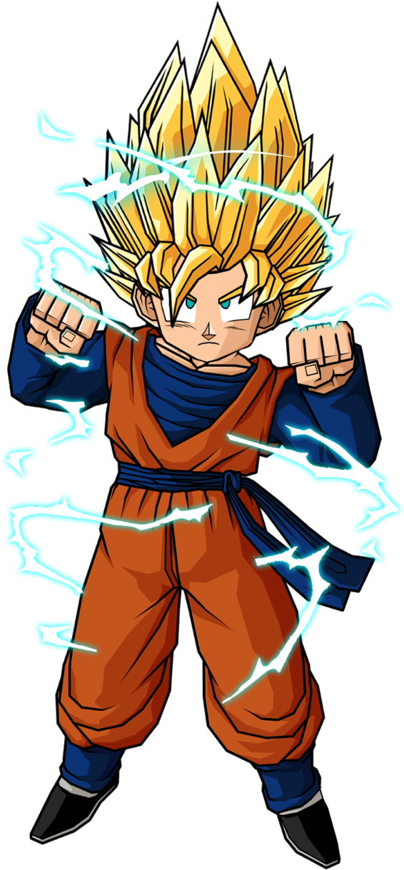 Dbz 桌布 壁紙 — 動畫角色悟空以超級賽亞人形態出現，擁有尖刺金色頭髮，拳頭周圍有藍色閃電劈啪作響。