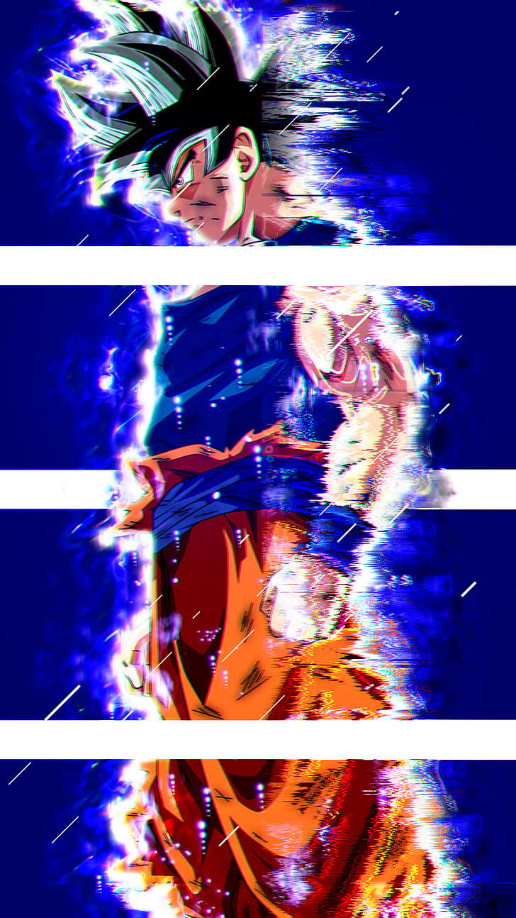 Dbz 桌布 壁紙 — 動畫角色悟空以超級賽亞人藍形態，在黑暗宇宙背景下散發出電光藍色能量。