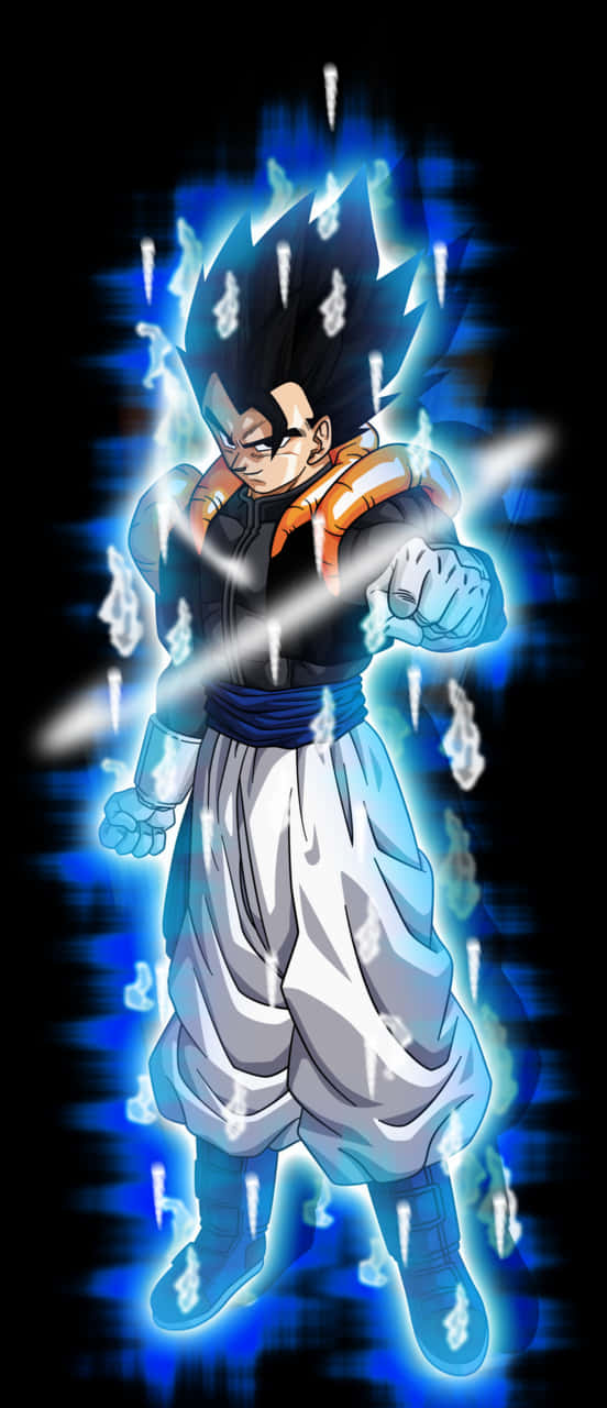 龍珠Z 桌布 壁紙 — 動畫角色悟空以超級賽亞人藍形態，在黑暗背景下散發出強烈的藍色能量。