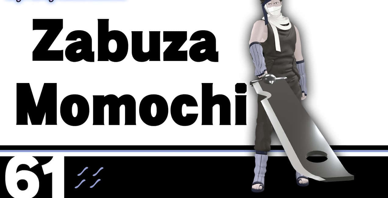 Zabusa Momochi 桌布 壁紙 — 動畫角色桃地再不斬手持大刀，站在鮮明的黑白背景前，並帶有粗體文字。