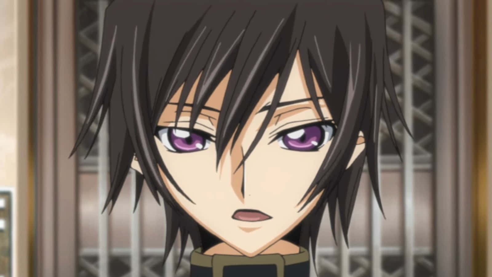 lelouch lamperouge 桌布 壁紙 — 動畫角色的特寫，深色頭髮和強烈的紫色眼睛，直視觀眾。