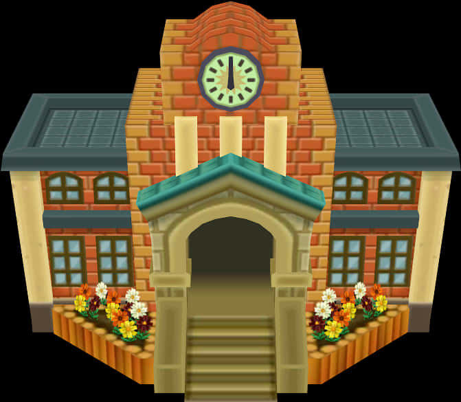 動畫風格學校建築外觀 壁紙