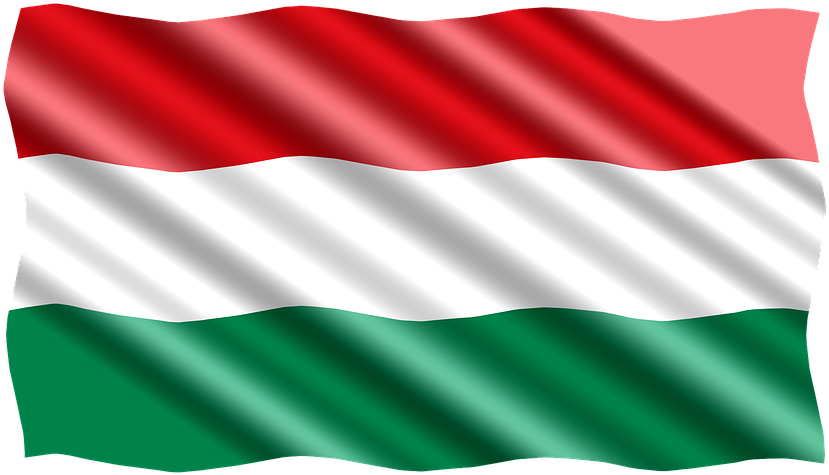 Hungary 桌布 壁紙 — 匈牙利國旗，紅白綠橫條紋在黑色背景上動態飄揚。