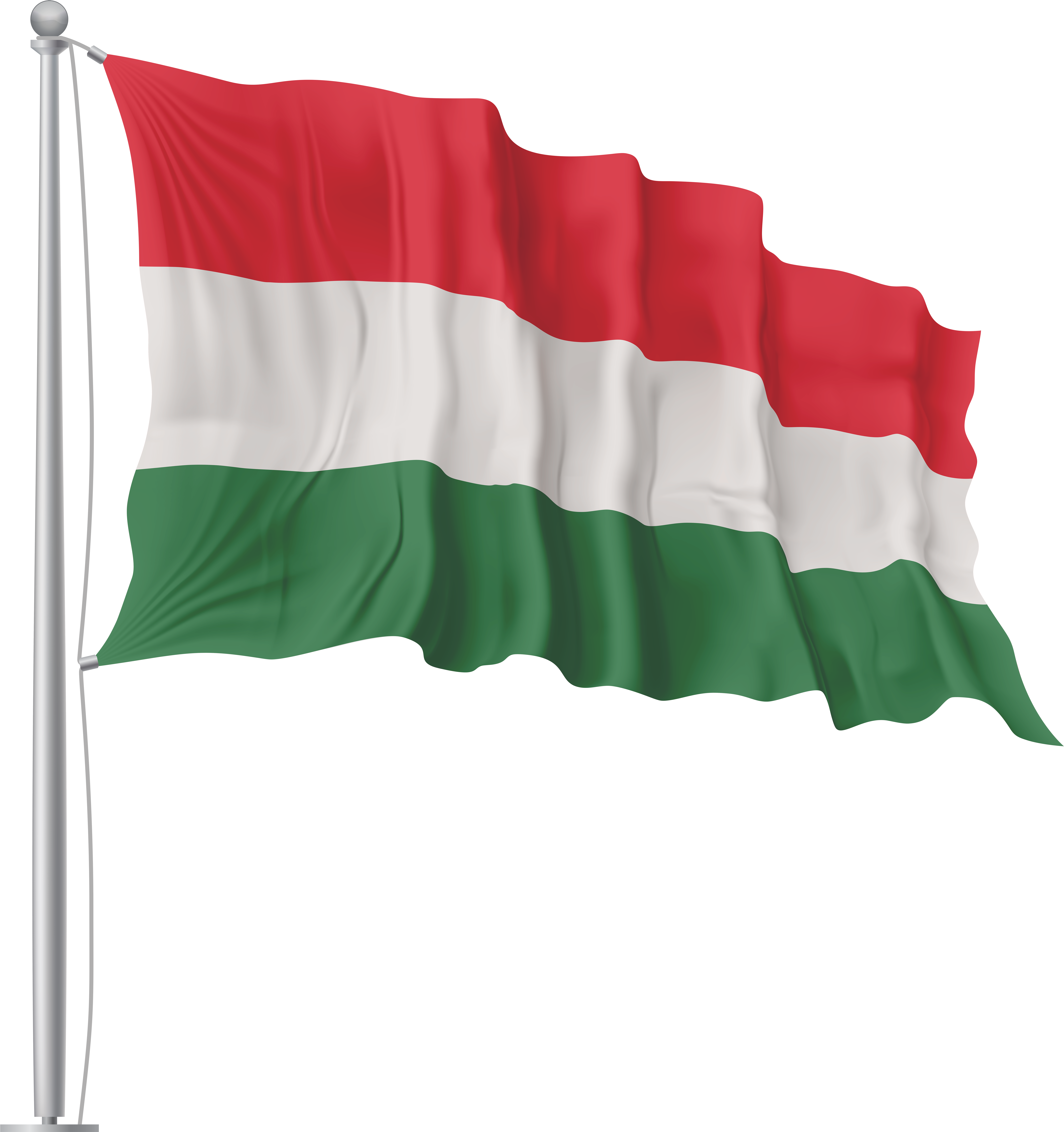 Hungary 桌布 壁紙 — 匈牙利國旗帶有紅、白、綠條紋，在純黑背景上動態飄揚。