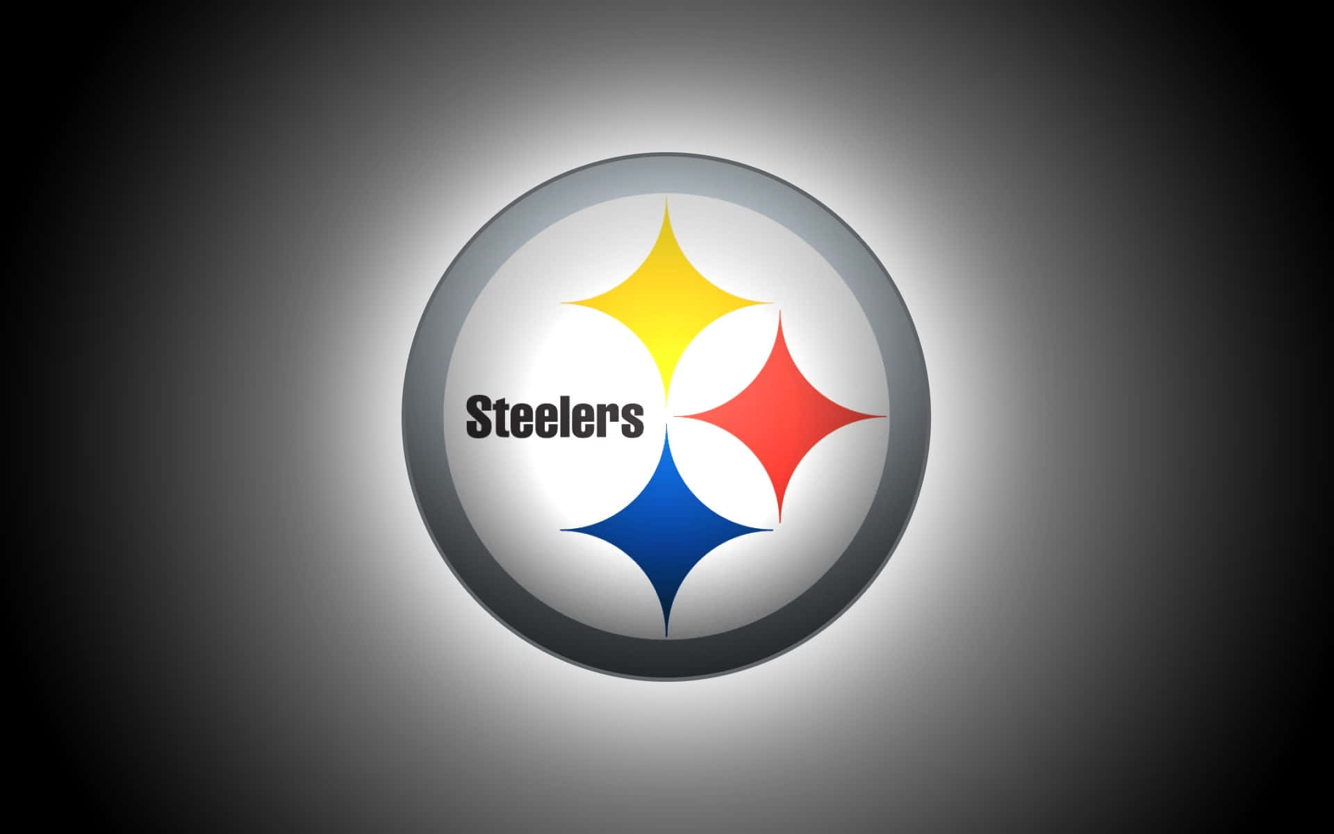 匹茲堡鋼人隊標誌在深色背景上發光並帶有光線 — NFL GIF 壁紙