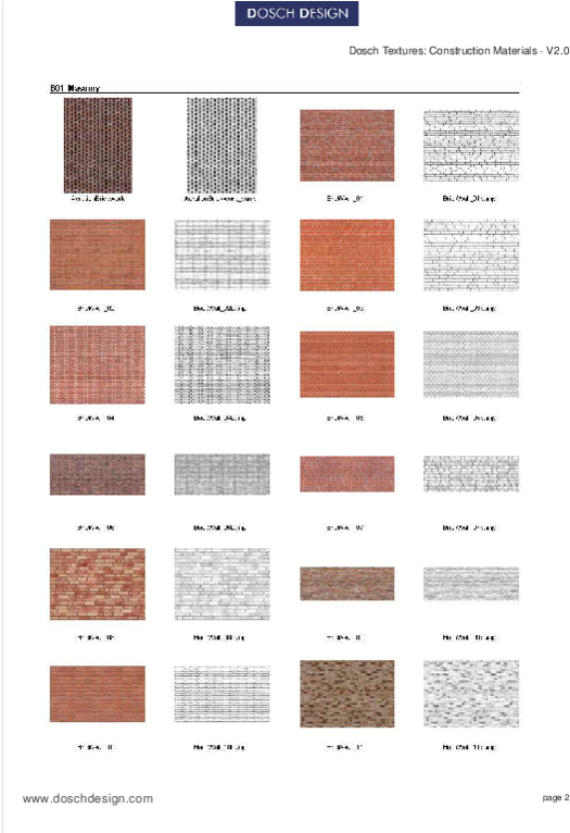Material 桌布 壁紙 — 十六個不同顏色和圖案的磚紋理樣本網格，用於建築材料。