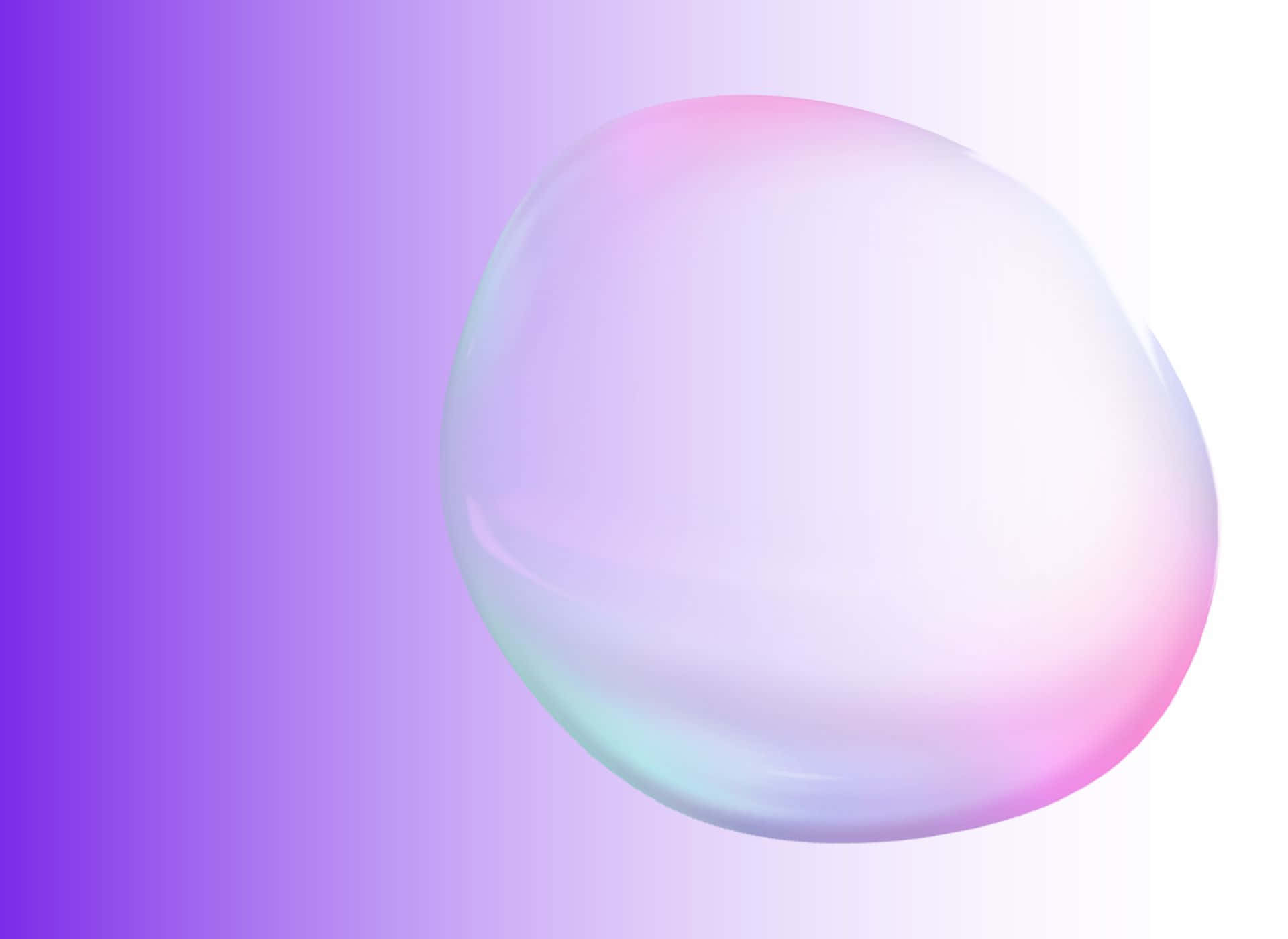 Aura 桌布 壁紙 — 半透明的彩虹色氣泡漂浮在紫色和白色的柔和漸變上。