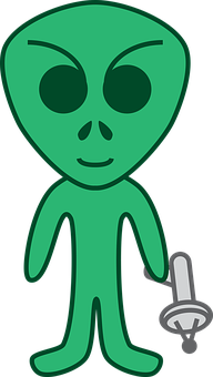 卡通外星人手持劍 壁紙