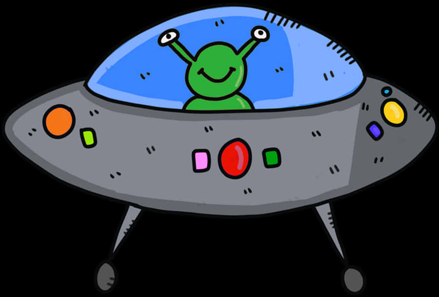 卡通外星人飛碟 壁紙
