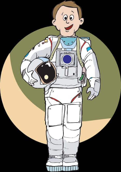 卡通太空人手持頭盔 壁紙