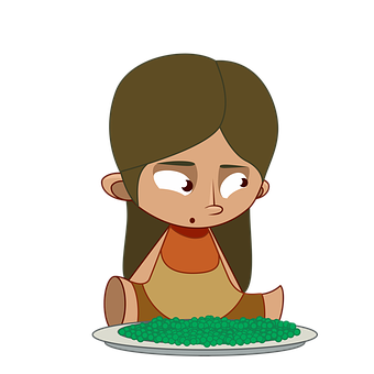 卡通女孩對食物不開心 壁紙