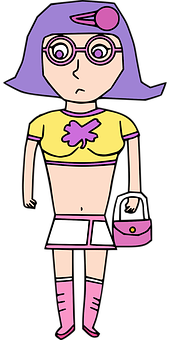 卡通女孩紫髮戴眼鏡 壁紙