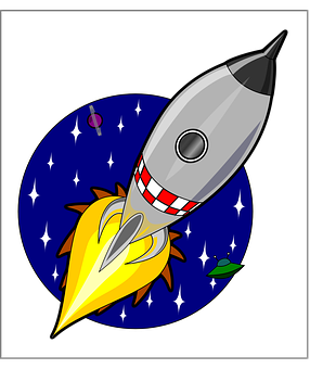 卡通火箭太空插畫 壁紙