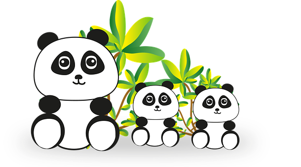 卡通熊貓家庭插畫 壁紙