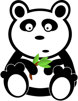 卡通熊貓抱著竹子 壁紙