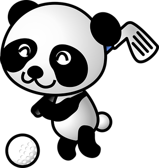 卡通熊高爾夫球手圖案 壁紙