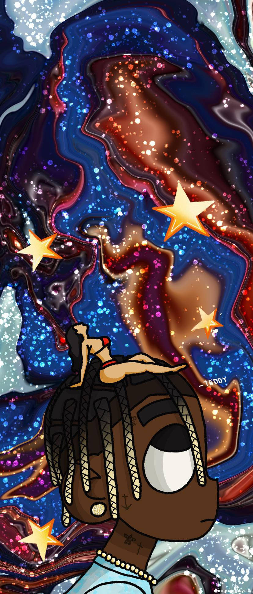 卡通特拉維斯·斯科特 Astroworld iPhone 壁紙