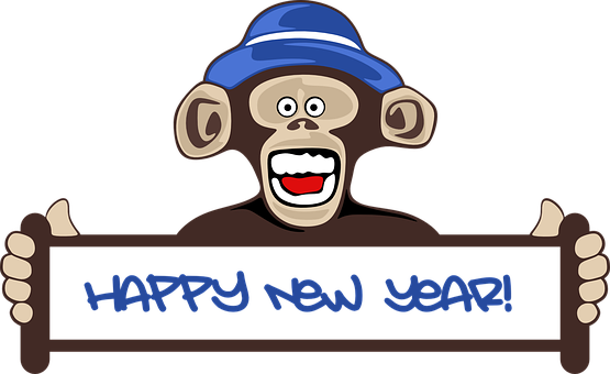 卡通猴子慶祝新年 壁紙
