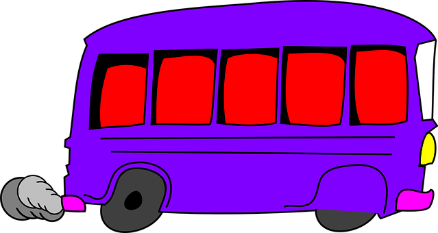 卡通紫色校車 壁紙