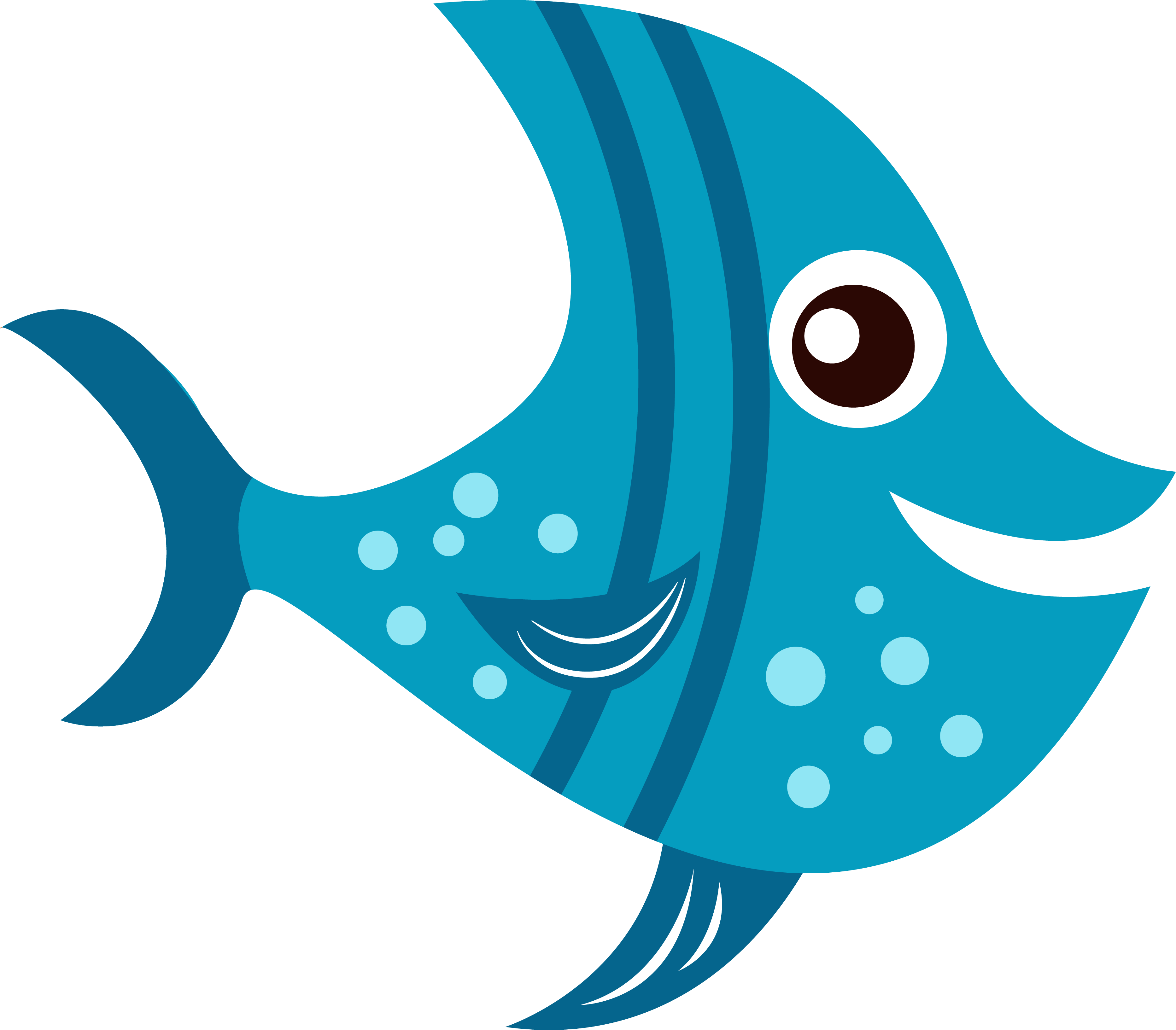 卡通藍色魚類插圖 壁紙