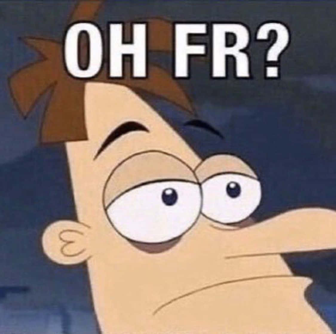 Meme Profile 桌布 壁紙 — 卡通角色睜大眼睛，表情困惑，下方有粗體文字 OH FR?