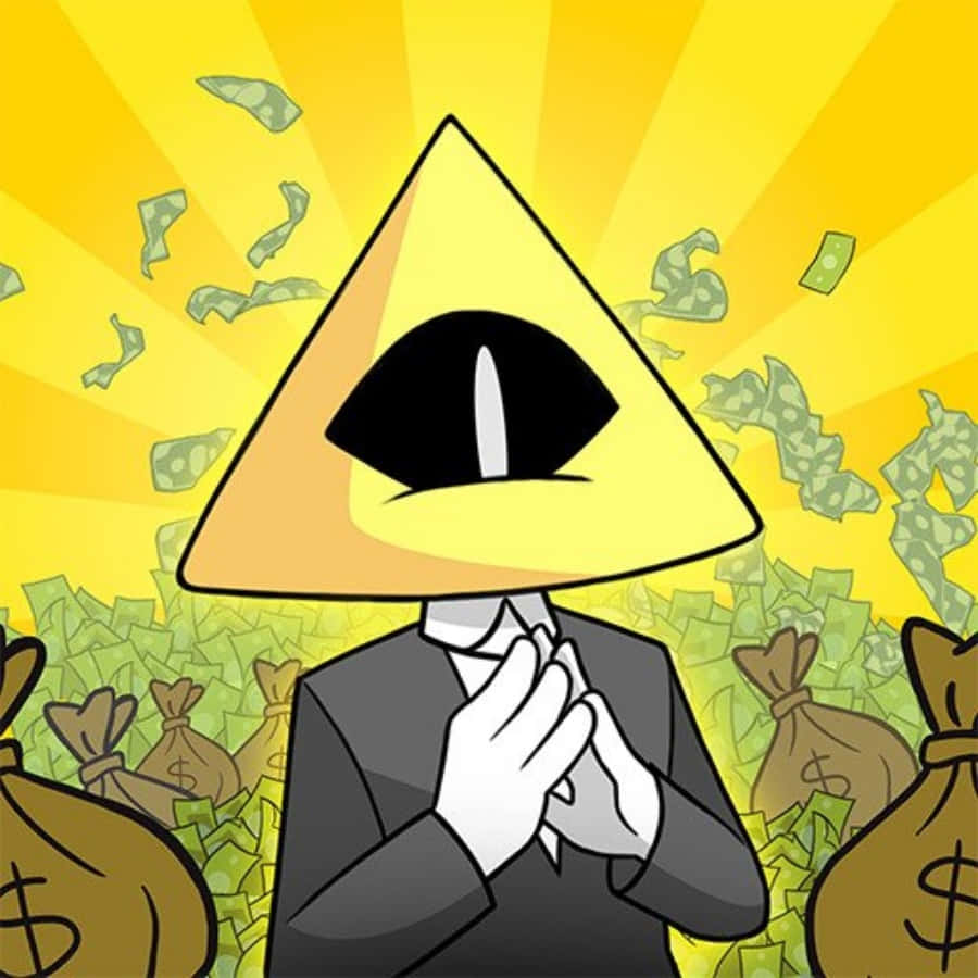 卡通金字塔搭配錢袋與人臉 壁紙