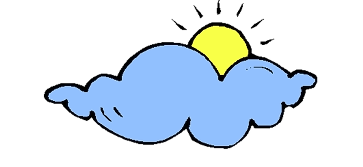 卡通雲朵與太陽在黑背景上 壁紙