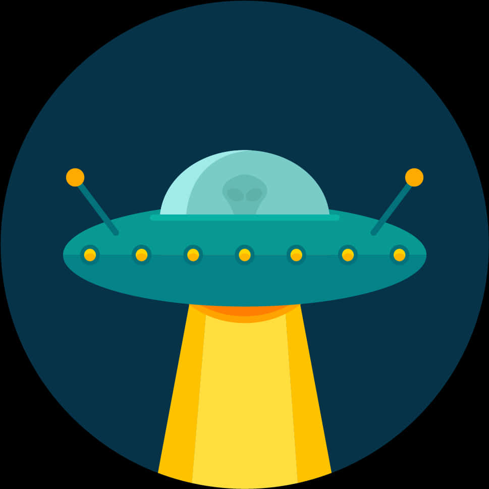 卡通飛碟與外星人剪影 壁紙