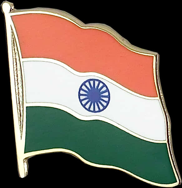 India Flag 桌布 壁紙 — 印度國旗的金屬徽章，飄揚著藏紅花、白色和綠色條紋，白色中央有藍色阿育王法輪。