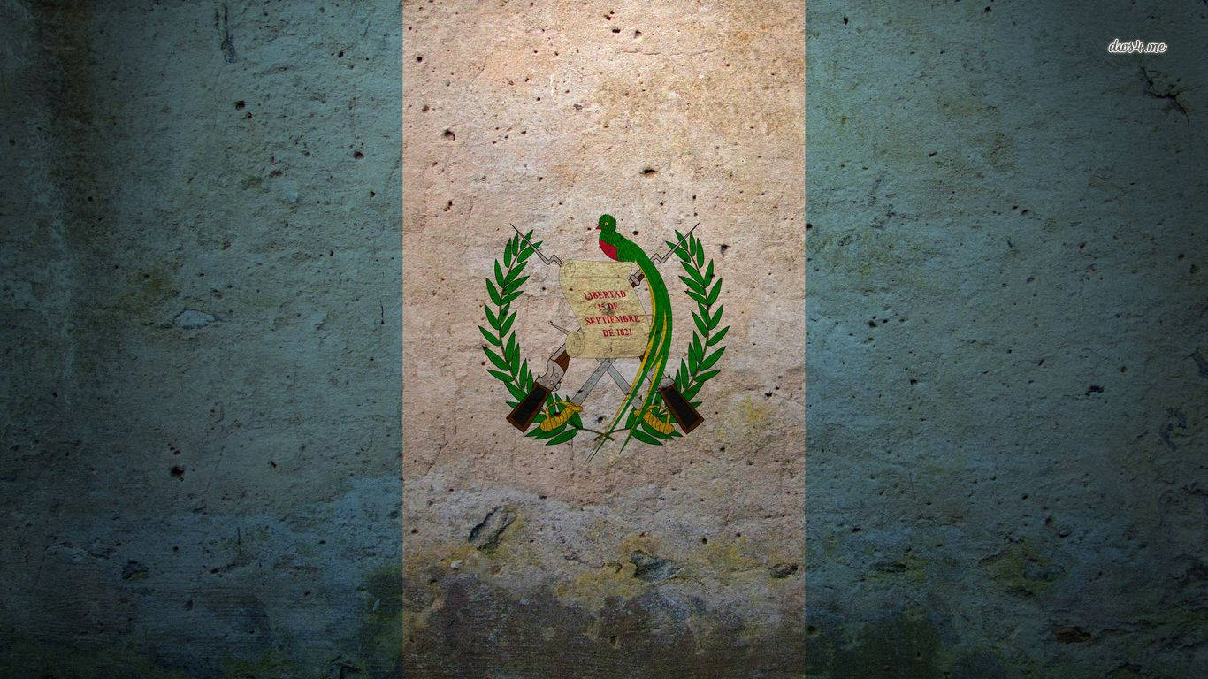 Guatemala 桌布 壁紙 — 厄瓜多國旗繪於風化混凝土牆上，帶有剝落紋理和褪色效果。