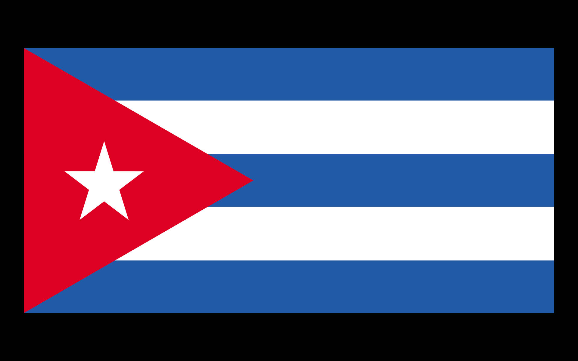 Cuban 桌布 壁紙 — 古巴國旗，紅色三角形、白色星星、藍白條紋，黑色背景。