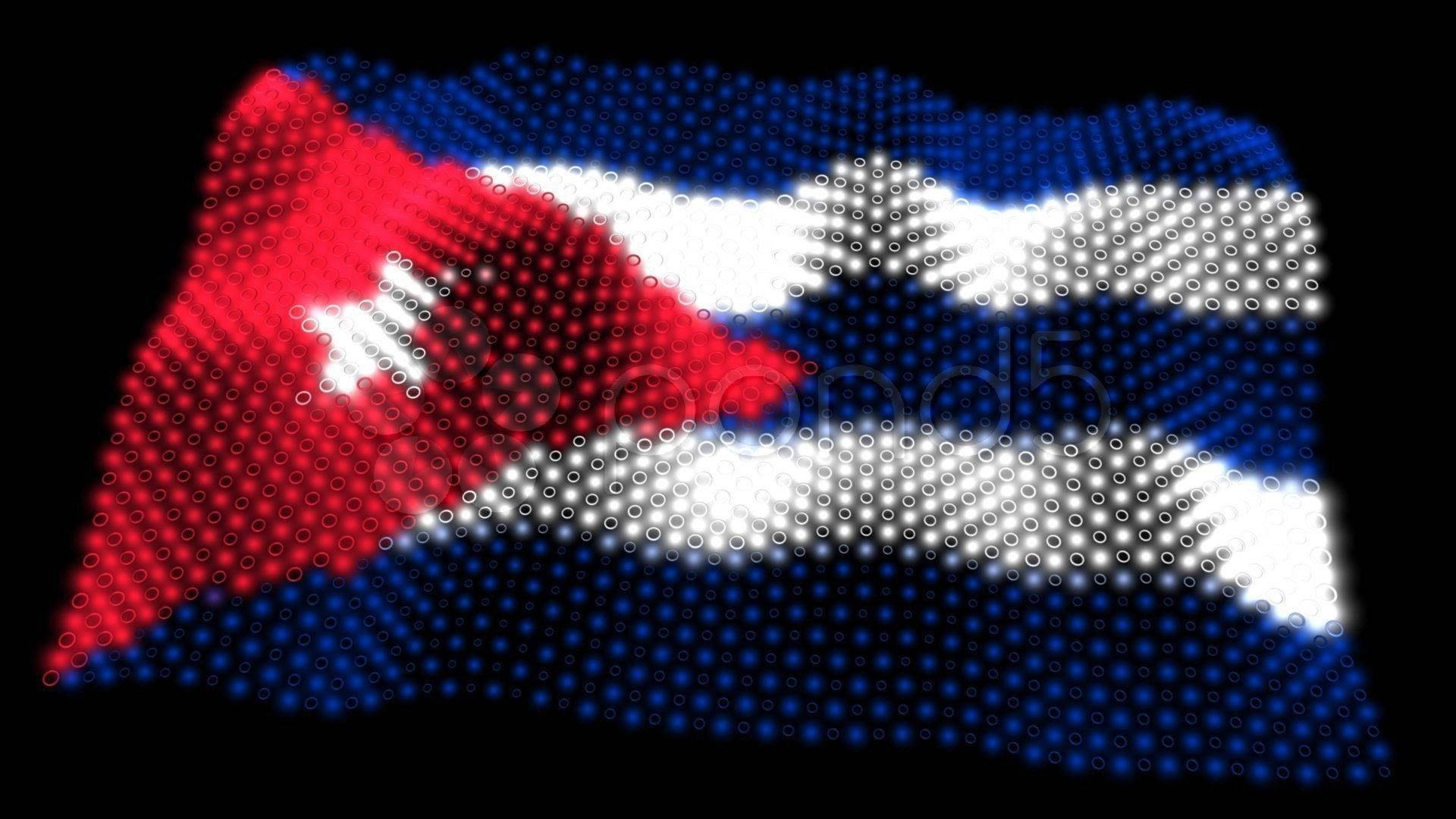 Cuban 桌布 壁紙 — 古巴國旗以發光點在黑色背景上呈現，帶有波浪運動效果。