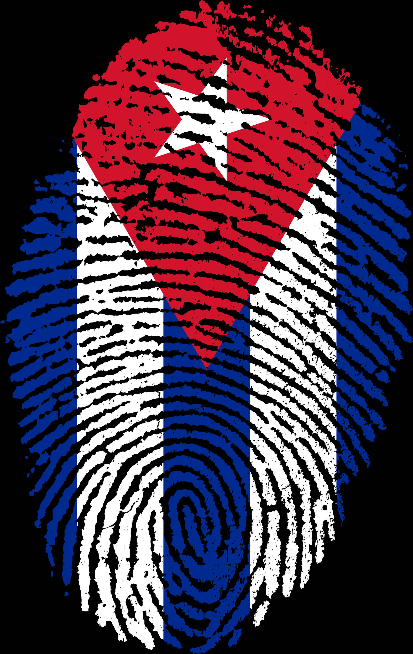 Cuban 桌布 壁紙 — 古巴國旗圖案融入紋理指紋中，背景為黑色。