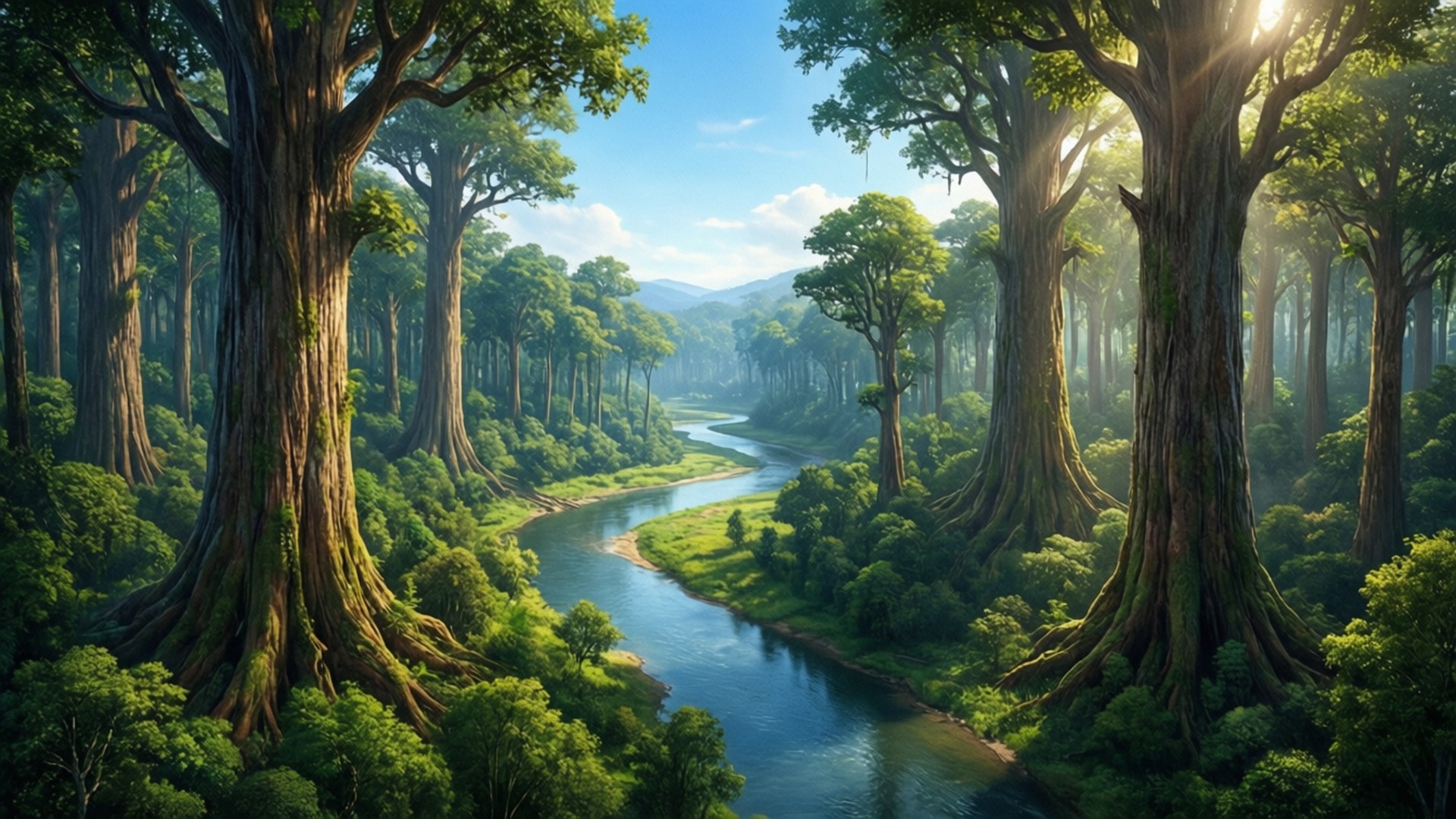 古老森林鳥瞰全景 壁紙