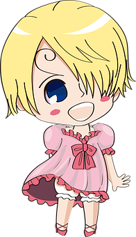 可愛動漫女孩插畫