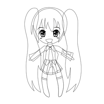 可愛動漫少女素描 — 動漫 壁紙