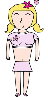 可愛卡通女孩配星星飾品