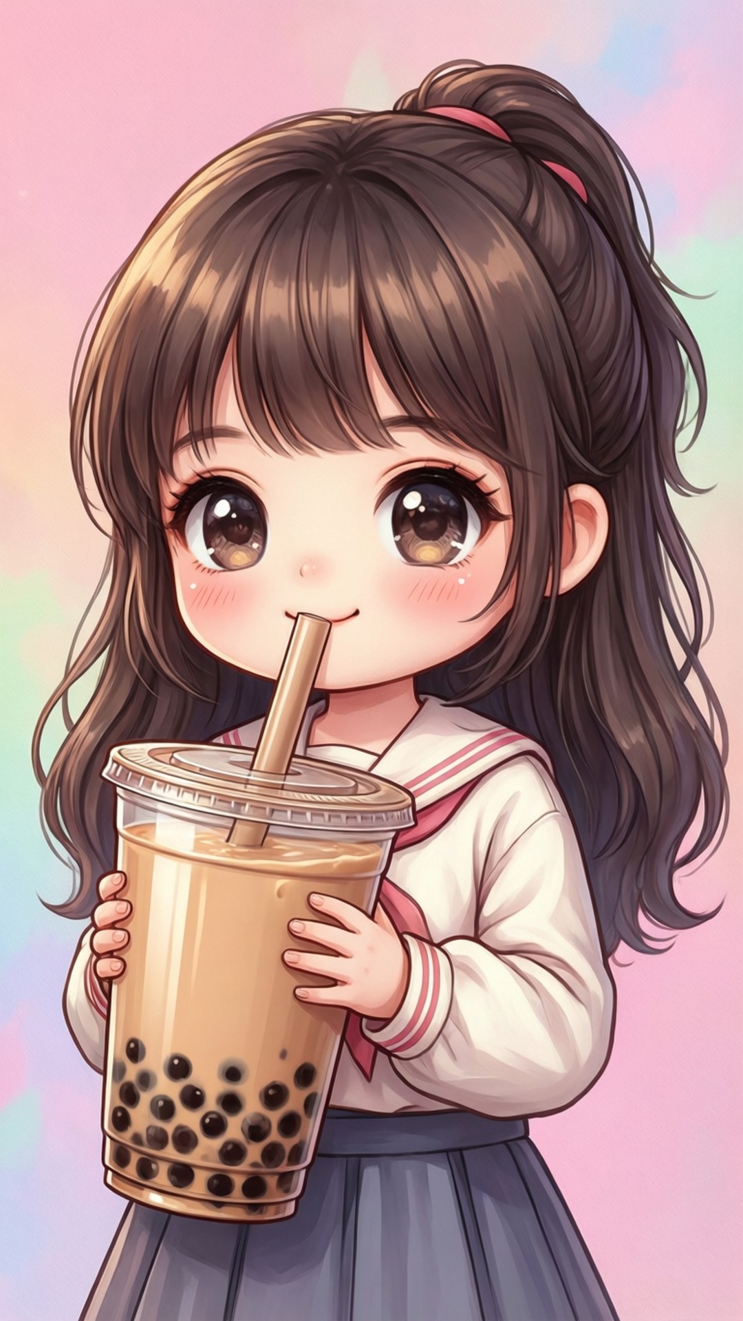 可愛女孩與波霸奶茶 壁紙