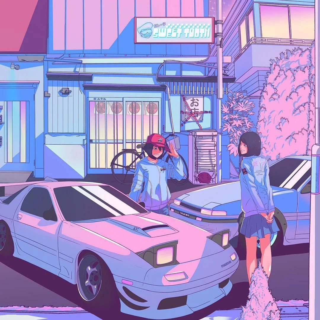 可愛的JDM風格藝術作品 — 動漫 壁紙