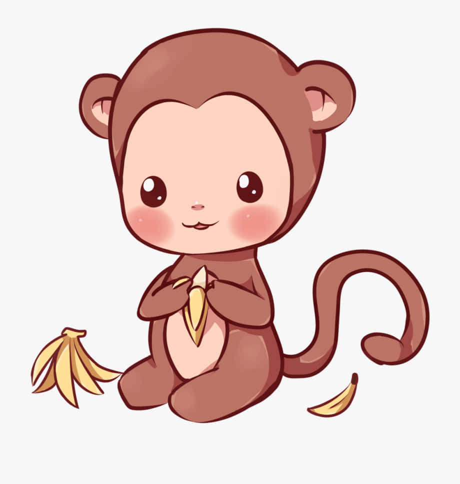 可愛的猴子坐在香蕉上 壁紙