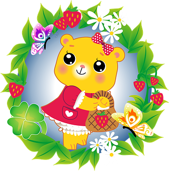 可愛的花園卡通熊 壁紙