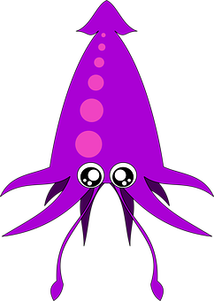 可愛紫色魷魚插畫
