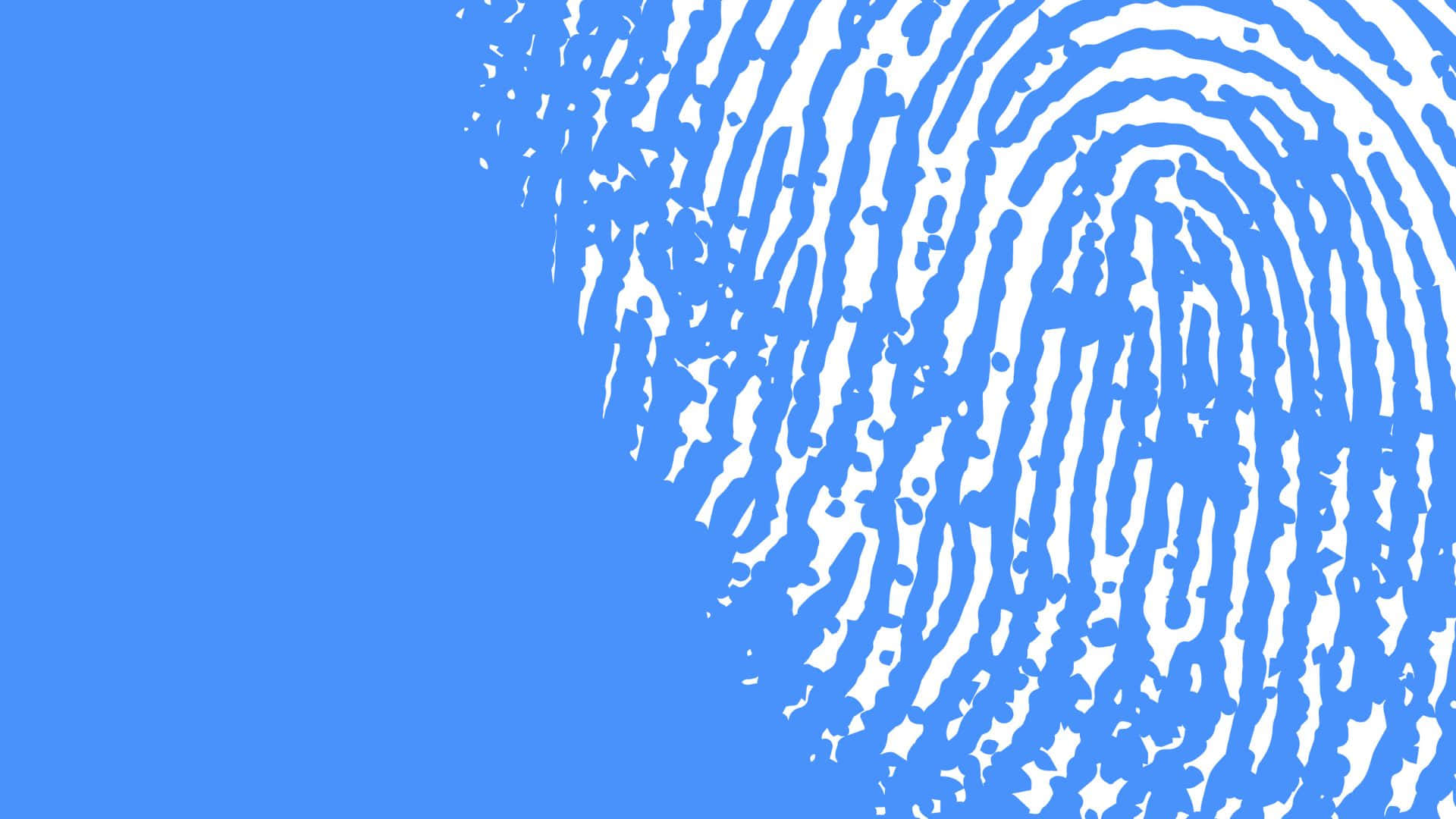 Fingerprint 桌布 壁紙 — 右側以白色和藍色的風格化指紋圖案為主，背景為純藍色。