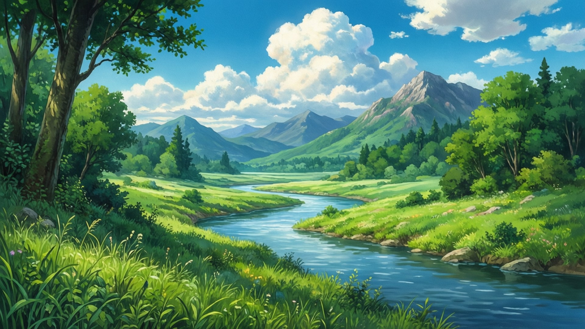 吉卜力山谷風景 壁紙