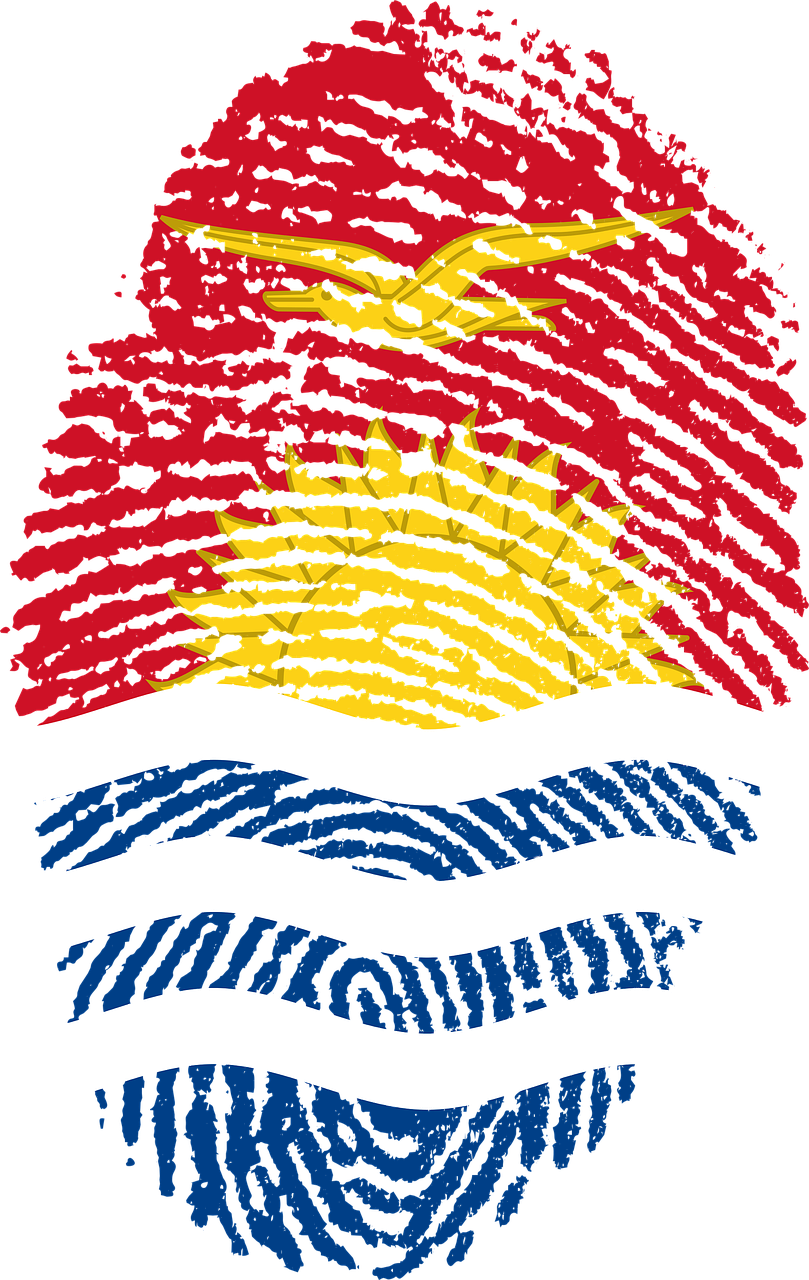 Fingerprint 桌布 壁紙 — 吉里巴斯國旗以藝術方式呈現在帶有紋理的指紋剪影內，背景為黑色。