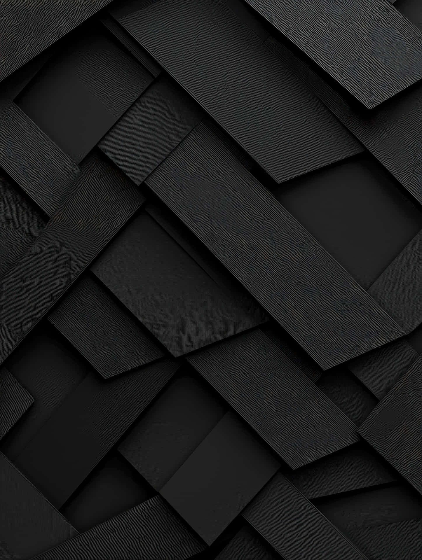 Elegant abstract geometric pattern with monochromatic black rectangle 壁紙 — 啞光黑色矩形面板重疊的抽象幾何圖案，營造出有紋理的3D效果。