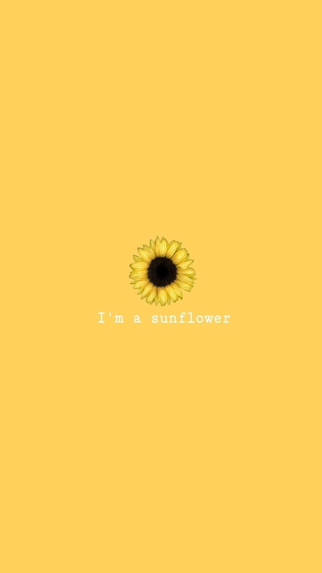 Sunflower Quotes 桌布 壁紙 — 單一向日葵居中於純黃色背景上，下方有文字「我是一朵向日葵」。